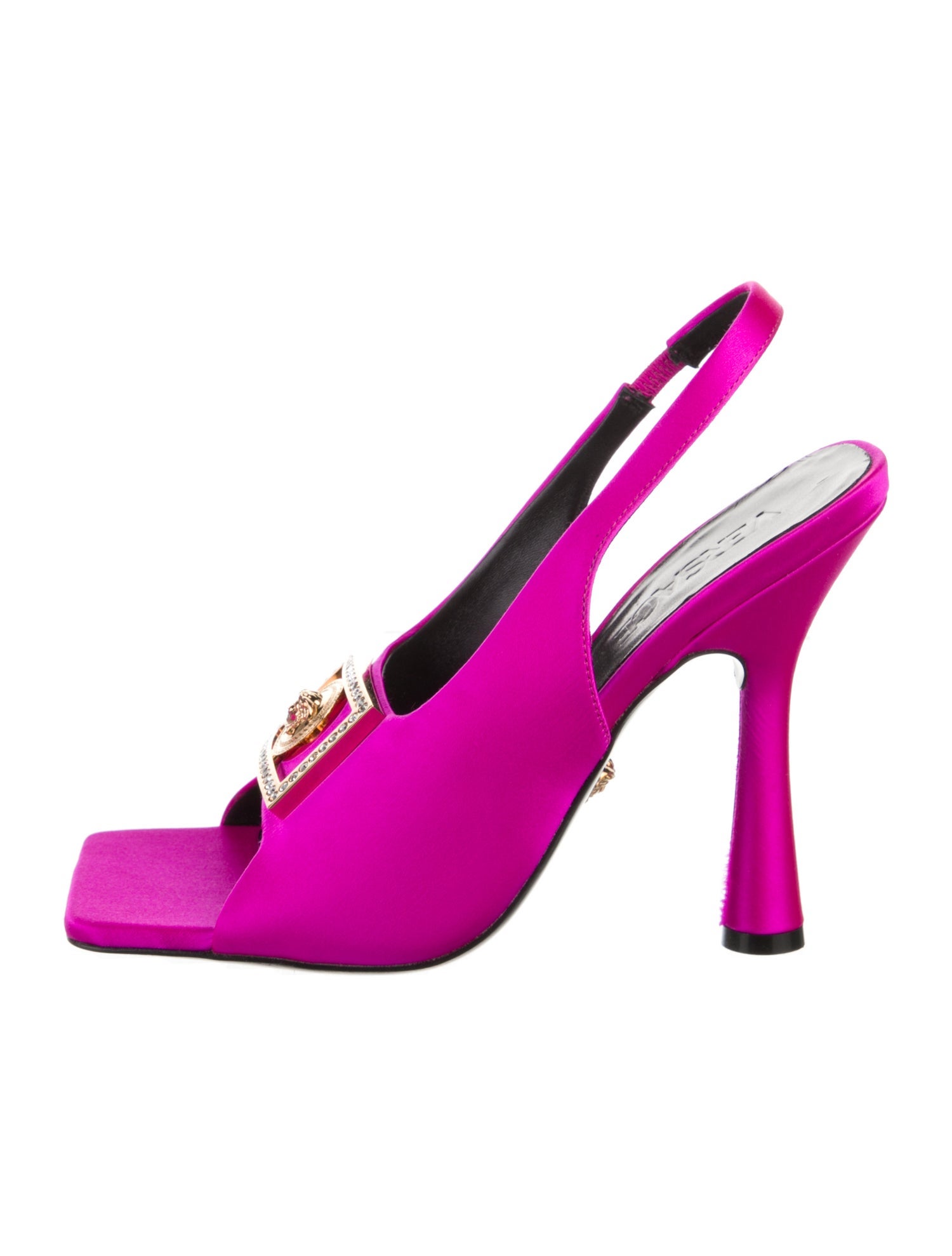 Versace Medusa Insignia Satin Slingback Sandals