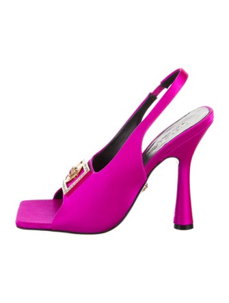 Versace Medusa Insignia Satin Slingback Sandals