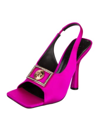 Versace Medusa Insignia Satin Slingback Sandals