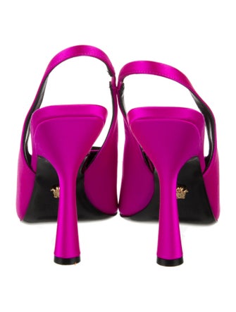 Versace Medusa Insignia Satin Slingback Sandals