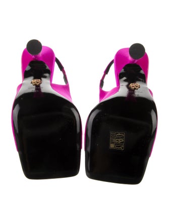 Versace Medusa Insignia Satin Slingback Sandals