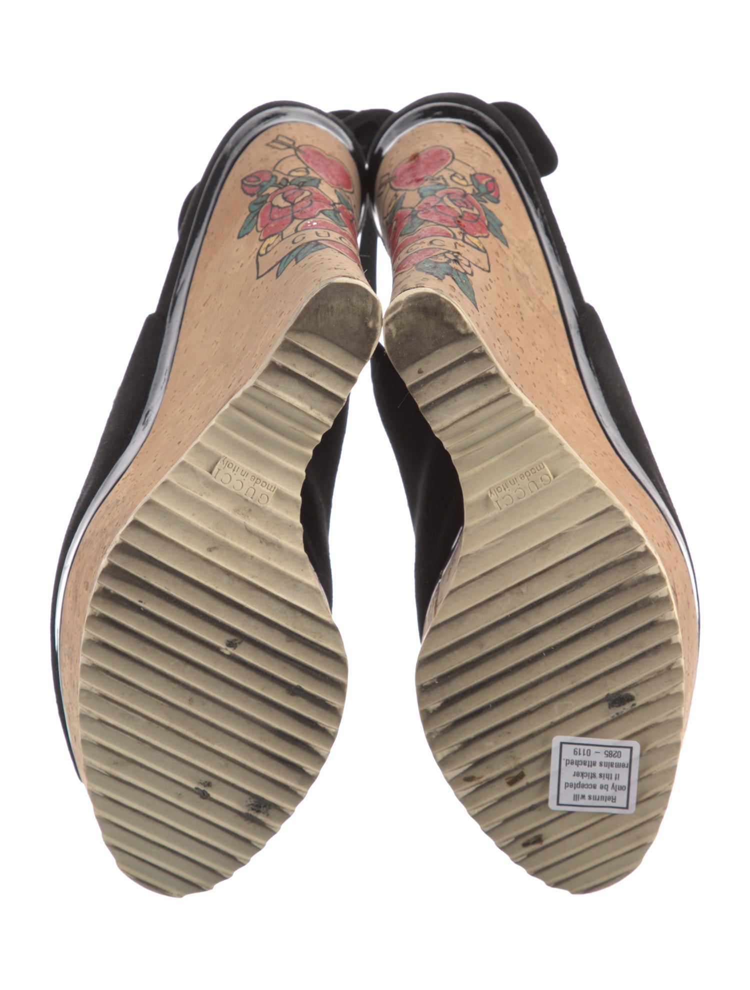 Gucci Suede Graphic Print Slingback Pumps