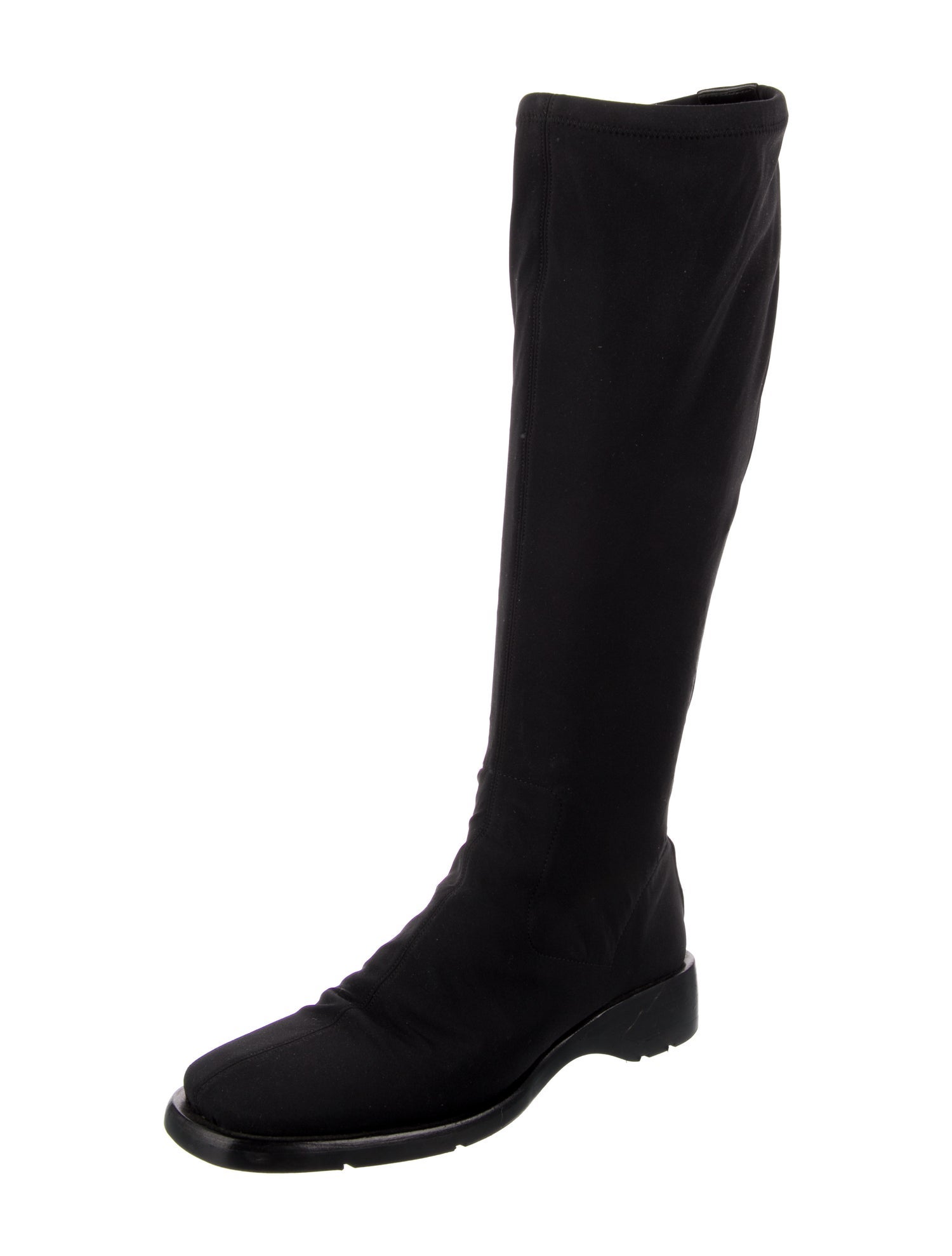 Gucci Neoprene Leather Trim Embellishment Riding Boots