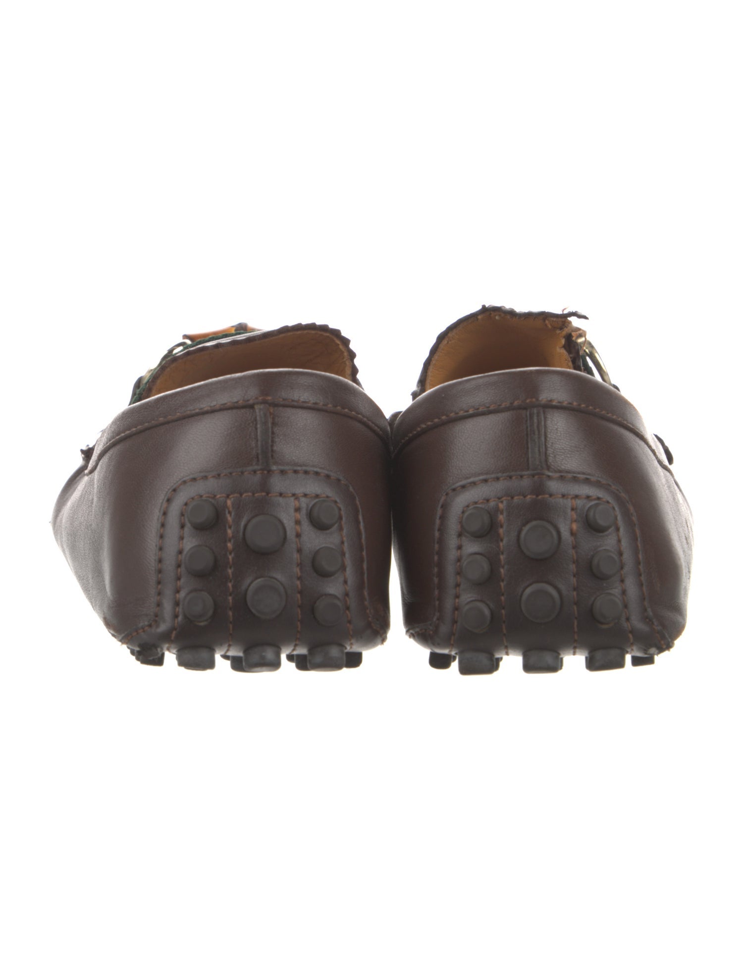 Gucci Web Accent Leather Loafers