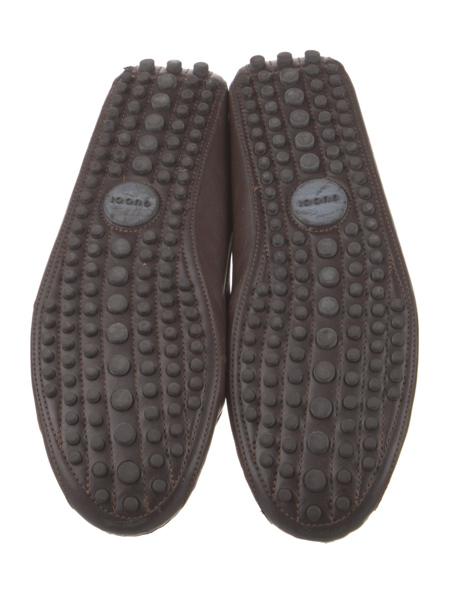 Gucci Web Accent Leather Loafers