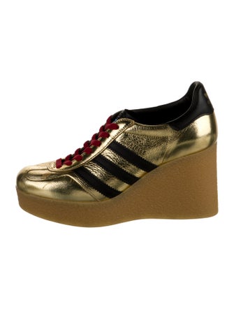 Gucci x Adidas Leather Colorblock Pattern Wedge Sneakers