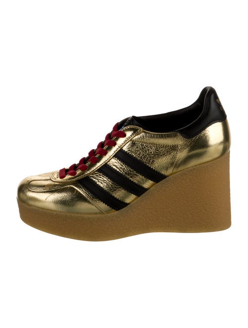 Gucci x Adidas Leather Colorblock Pattern Wedge Sneakers