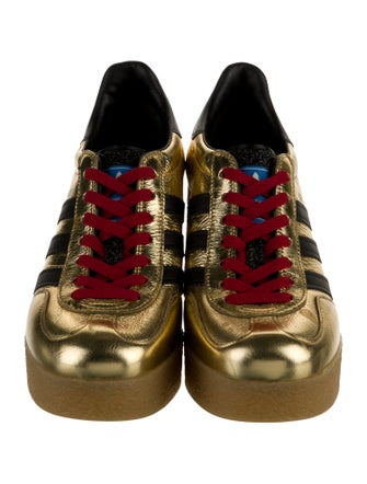 Gucci x Adidas Leather Colorblock Pattern Wedge Sneakers