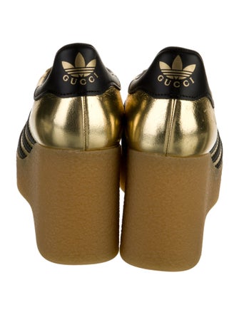 Gucci x Adidas Leather Colorblock Pattern Wedge Sneakers