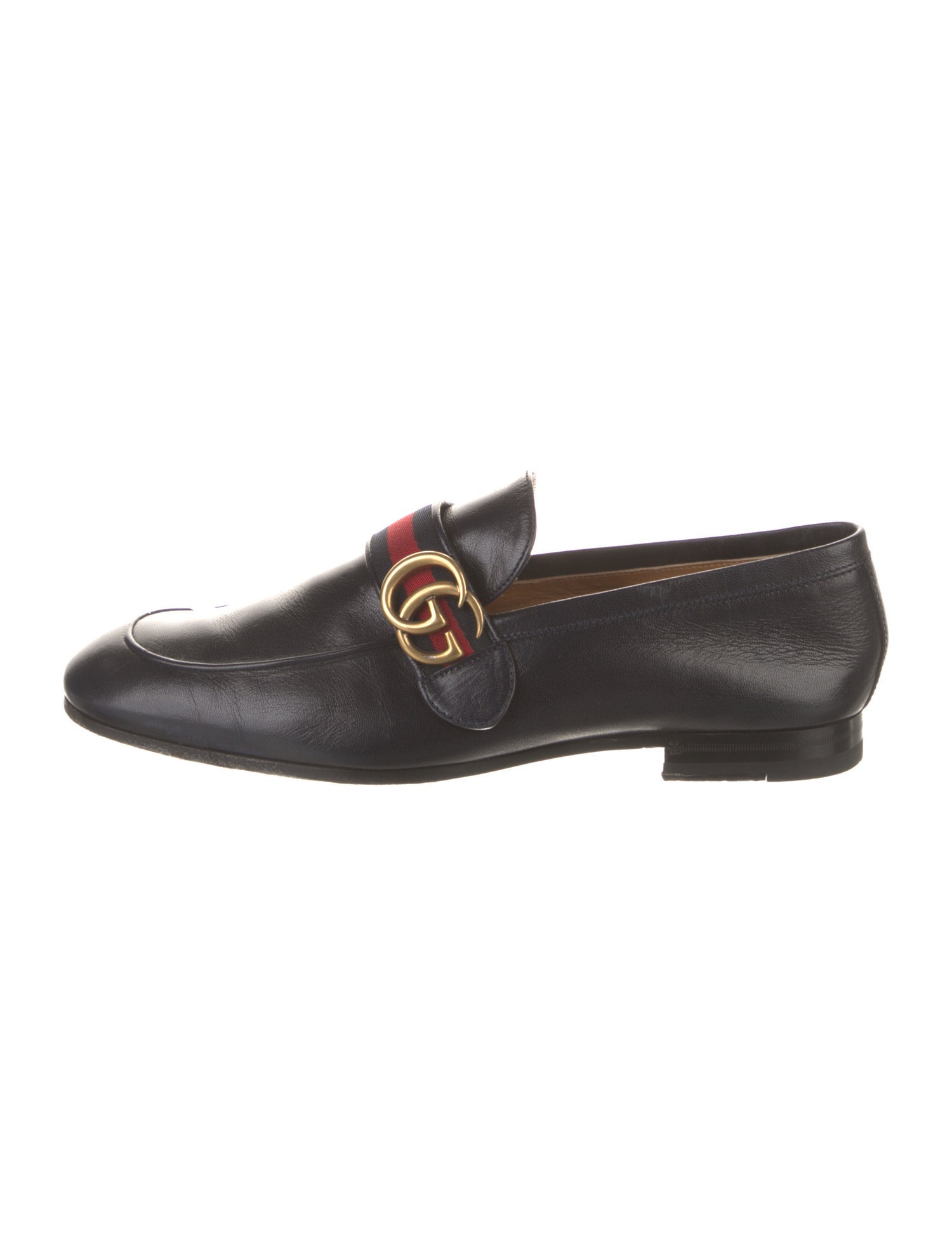 Gucci Web Accent Leather Loafers
