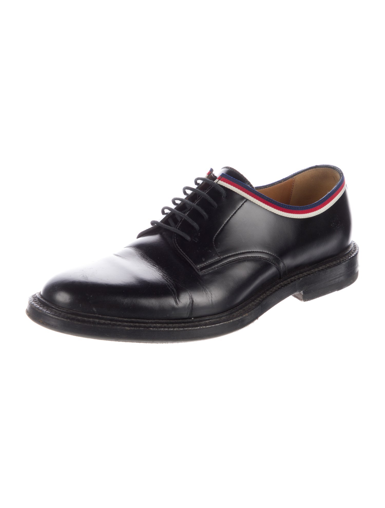 Gucci Sylvie Web Accent Leather Derby Shoes