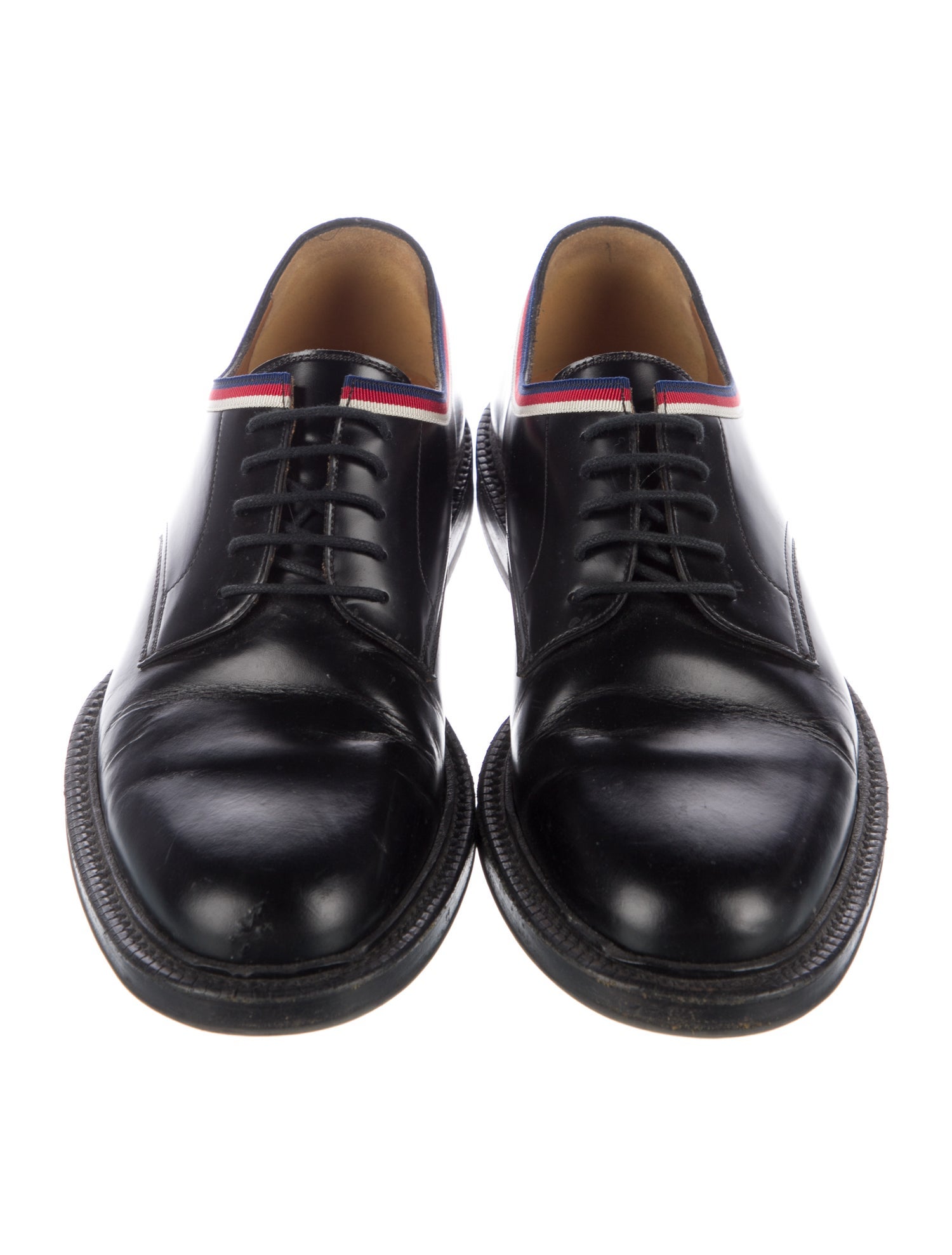 Gucci Sylvie Web Accent Leather Derby Shoes