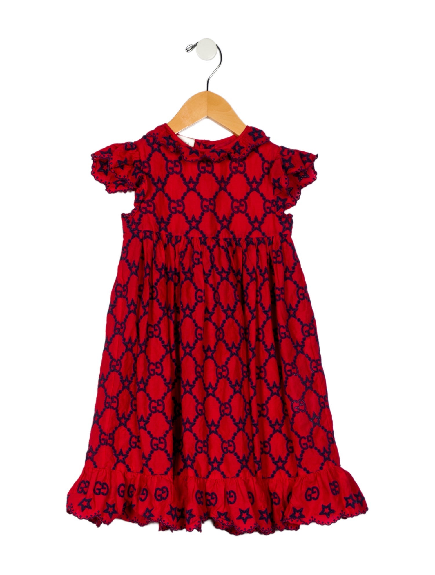 Gucci toddler girls; red and blue dress