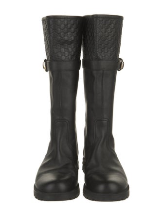 Gucci Microguccissima Pattern Leather Rain Boots