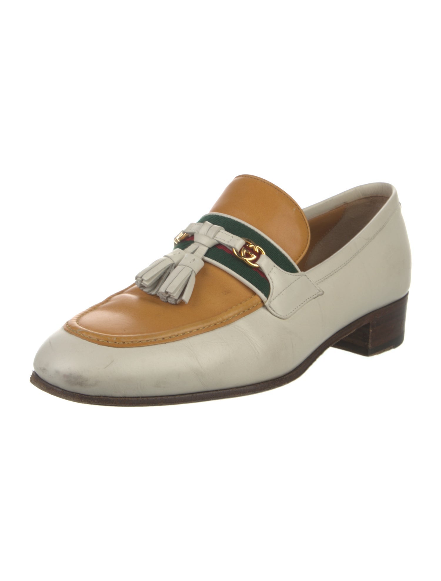Gucci Web Accent Leather Dress Loafers