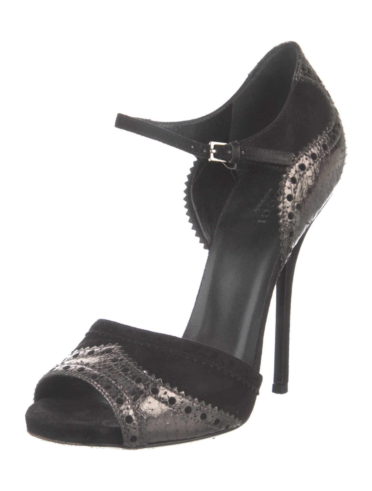 Gucci Suede Lasercut Accents D'Orsay Pumps