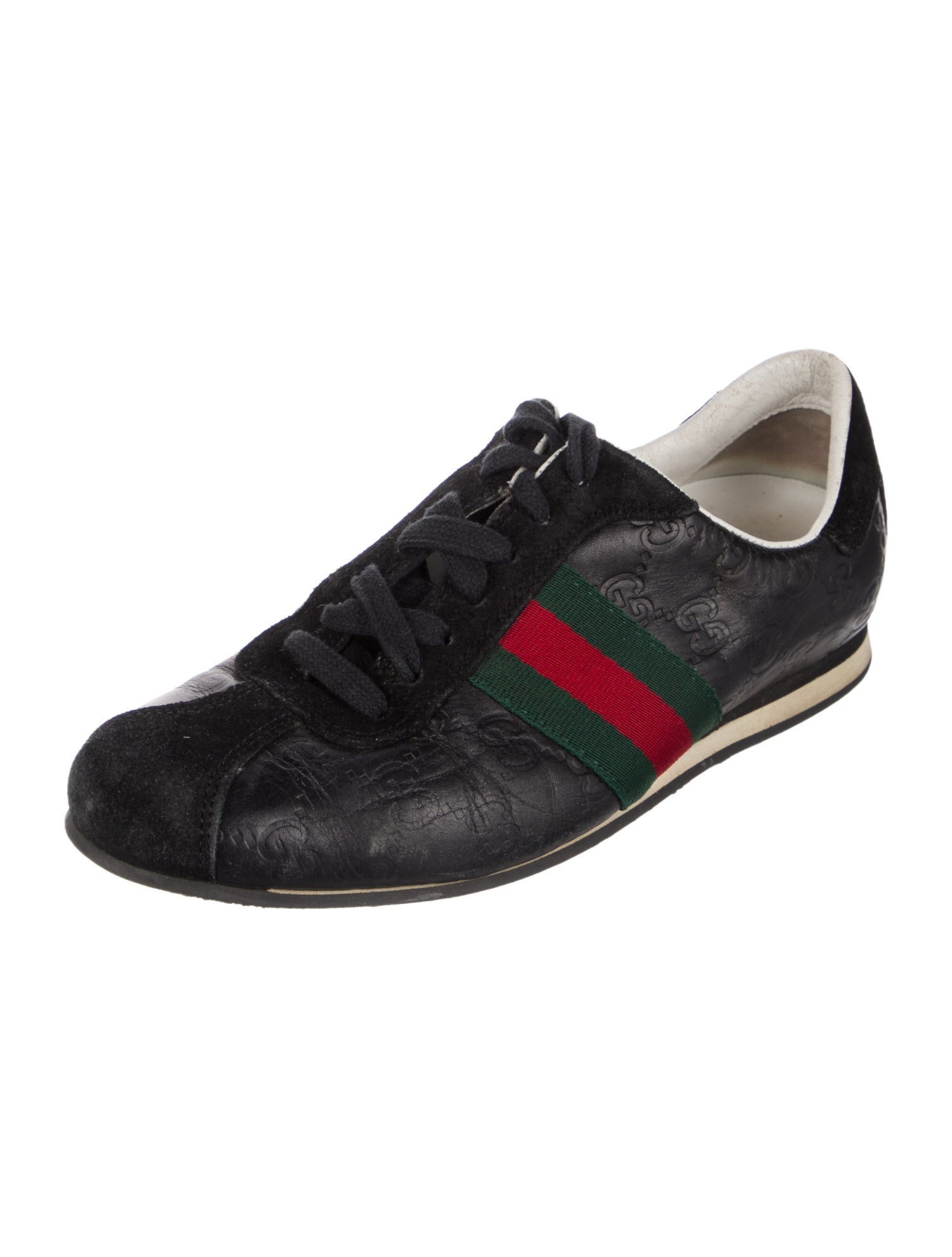 Gucci Web Accent Leather Sneakers