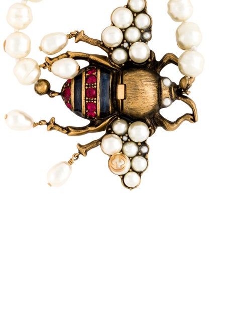 Gucci Faux Pearl, Crystal & Enamel Bee Bead Bracelet