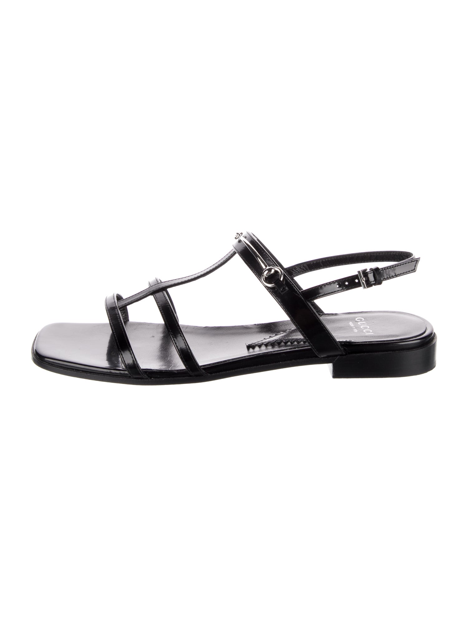 Gucci Horsebit Accent Patent Leather Gladiator Sandals