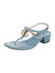 Gucci Double G Logo Leather T-Strap Sandals