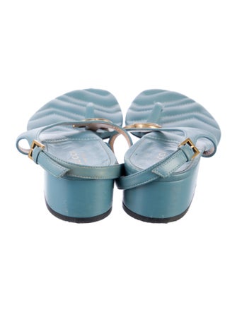 Gucci Double G Logo Leather T-Strap Sandals