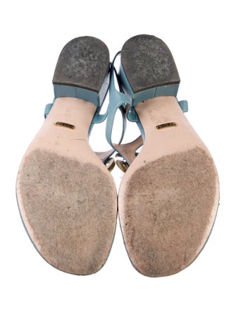Gucci Double G Logo Leather T-Strap Sandals