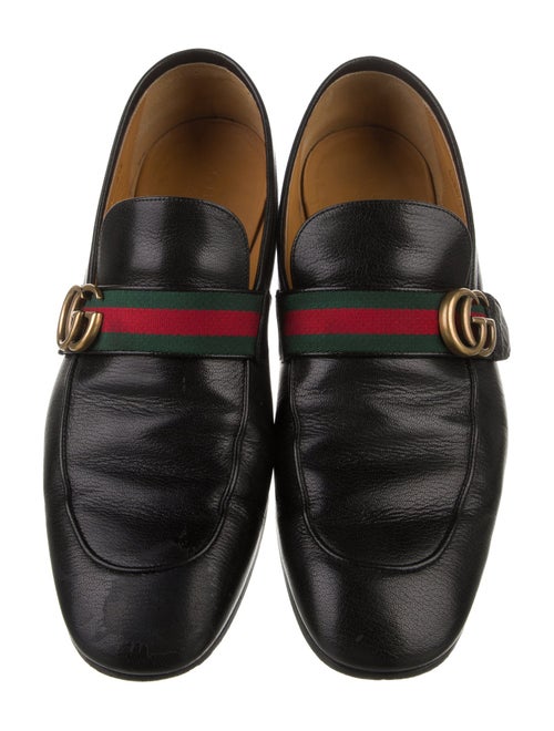 Gucci Web Accent Leather Loafers