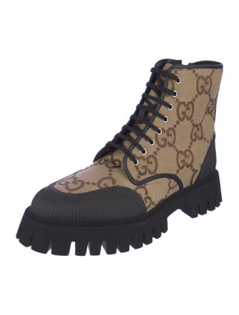 Gucci GG Canvas Canvas Lace-Up Boots