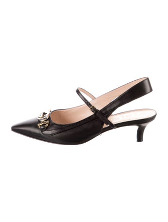 Gucci Horsebit Accent Leather Slingback Pumps