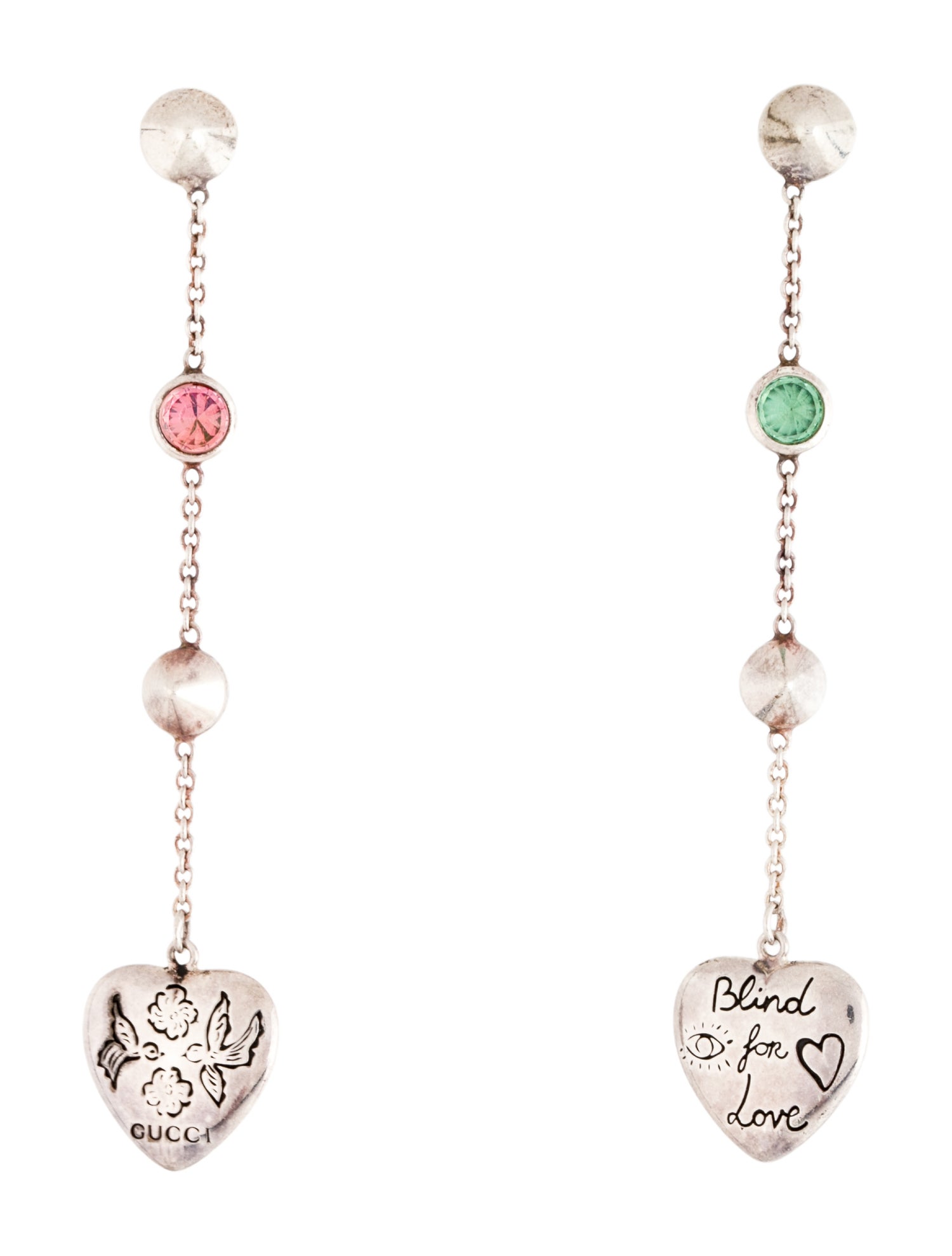 Gucci Cubic Zirconia "Blind for Love" Heart Drop Earrings