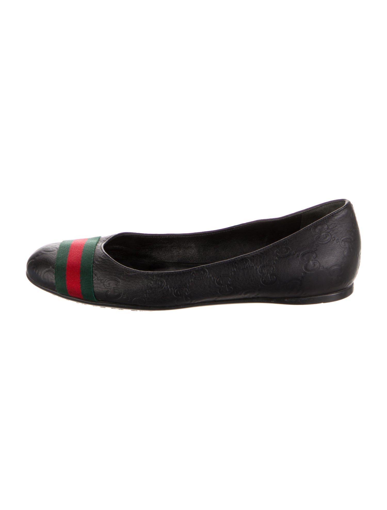 Gucci Web Accent Leather Ballet Flats