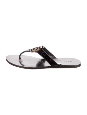 Gucci Interlocking G Logo Patent Leather Slides
