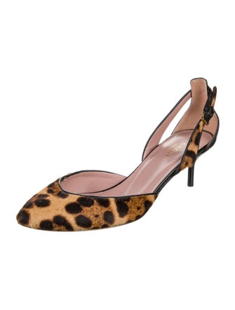 Gucci Ponyhair Animal Print Slingback Pumps