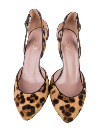 Gucci Ponyhair Animal Print Slingback Pumps