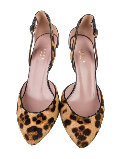 Gucci Ponyhair Animal Print Slingback Pumps