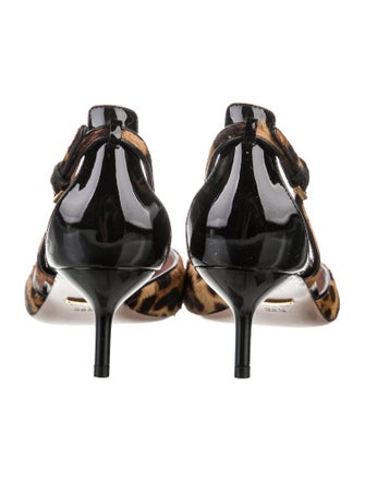 Gucci Ponyhair Animal Print Slingback Pumps