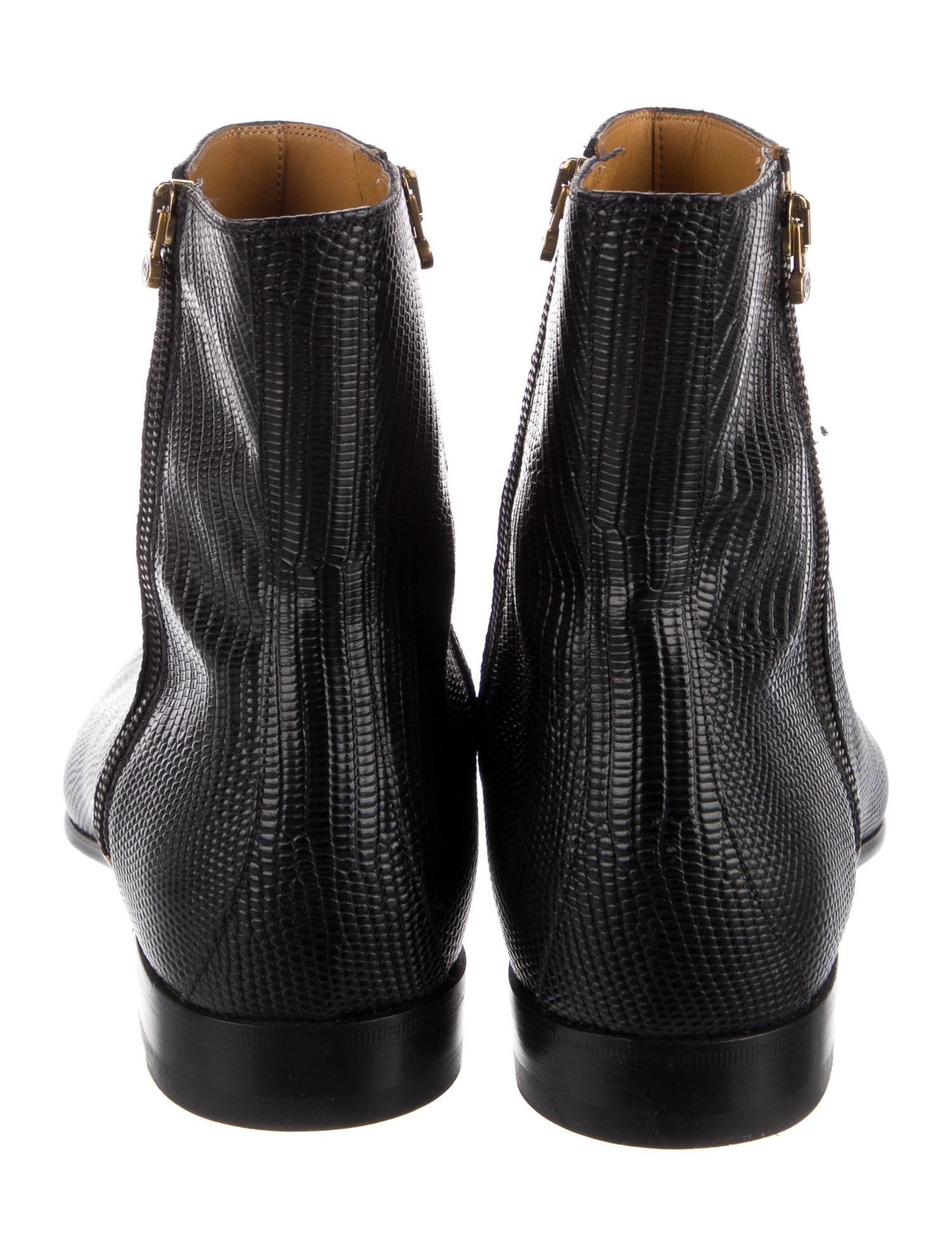 Gucci Interlocking G Logo Embossed Leather Boots