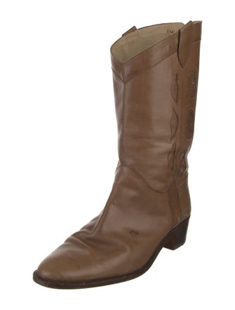 Gucci Interlocking G Logo Leather Western Boots