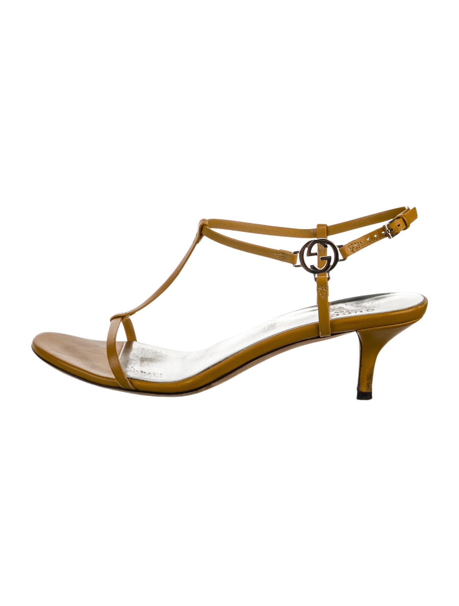 Gucci Leather T-Strap Sandals