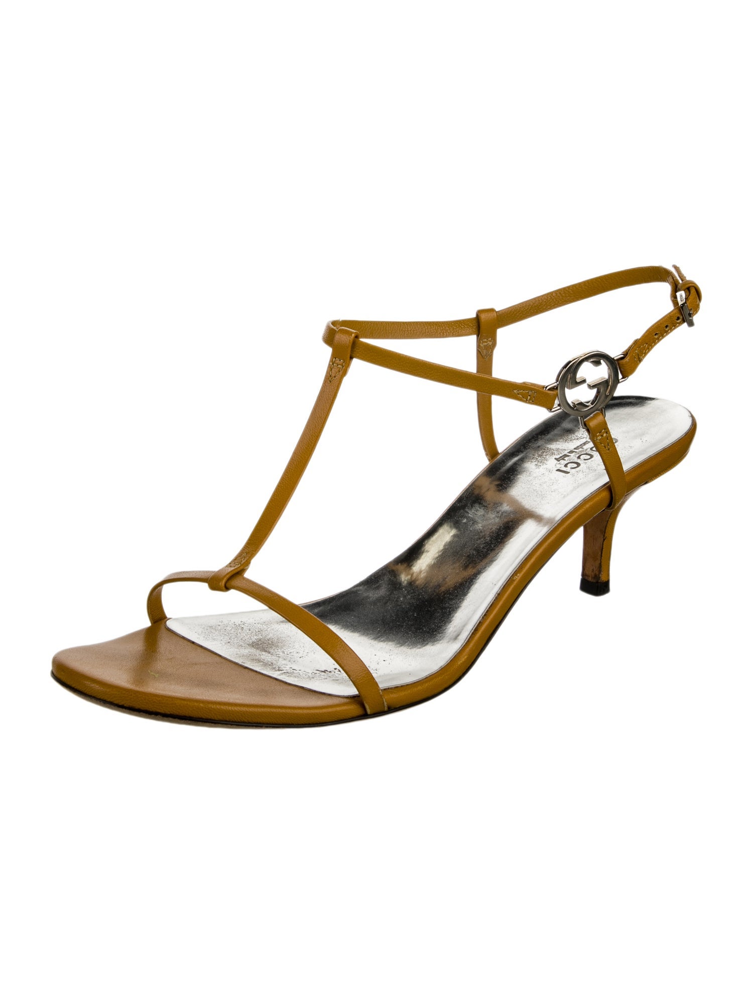 Gucci Leather T-Strap Sandals