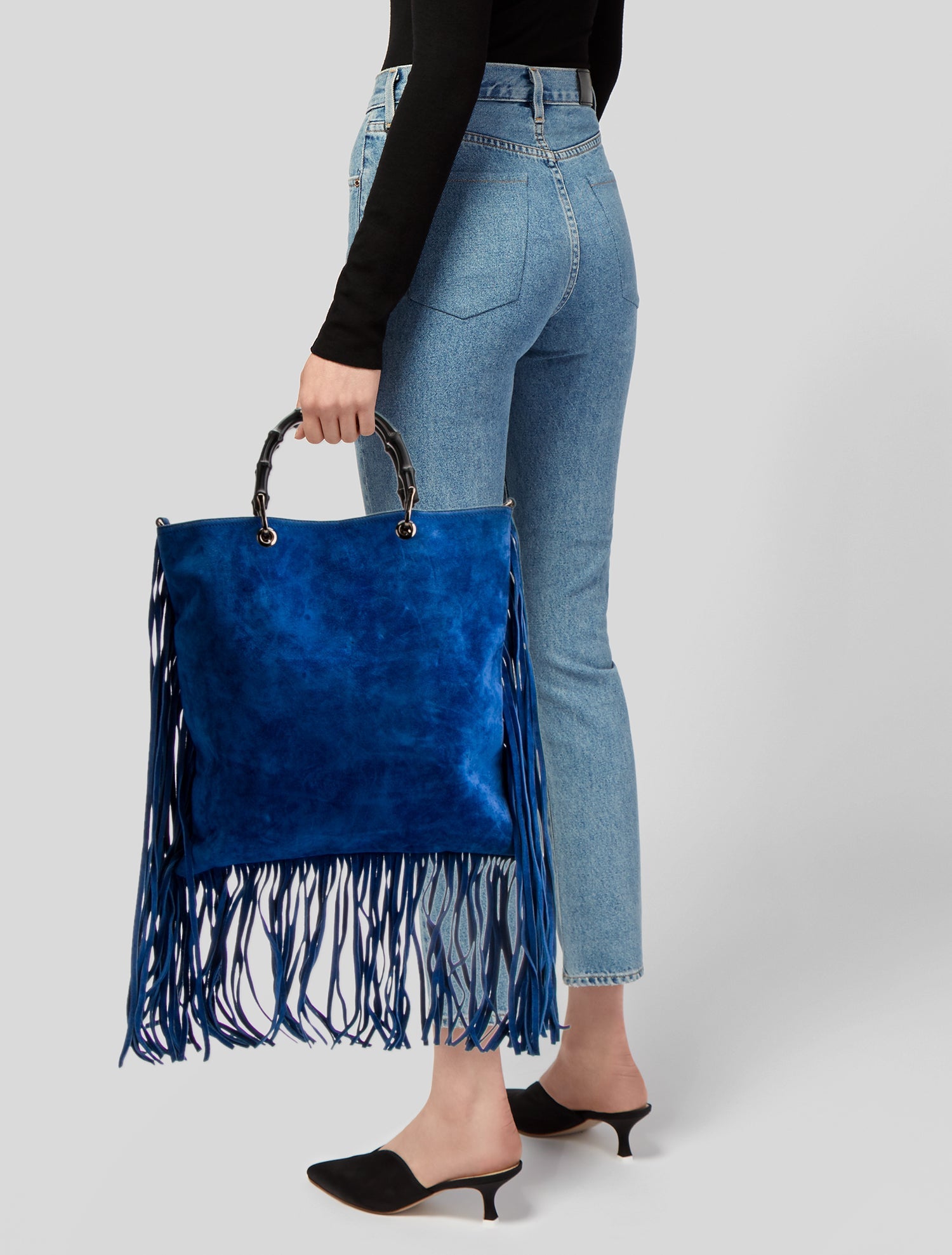 Gucci Suede Bamboo Fringe Shopper