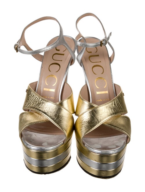 Gucci Double G Logo Leather Sandals