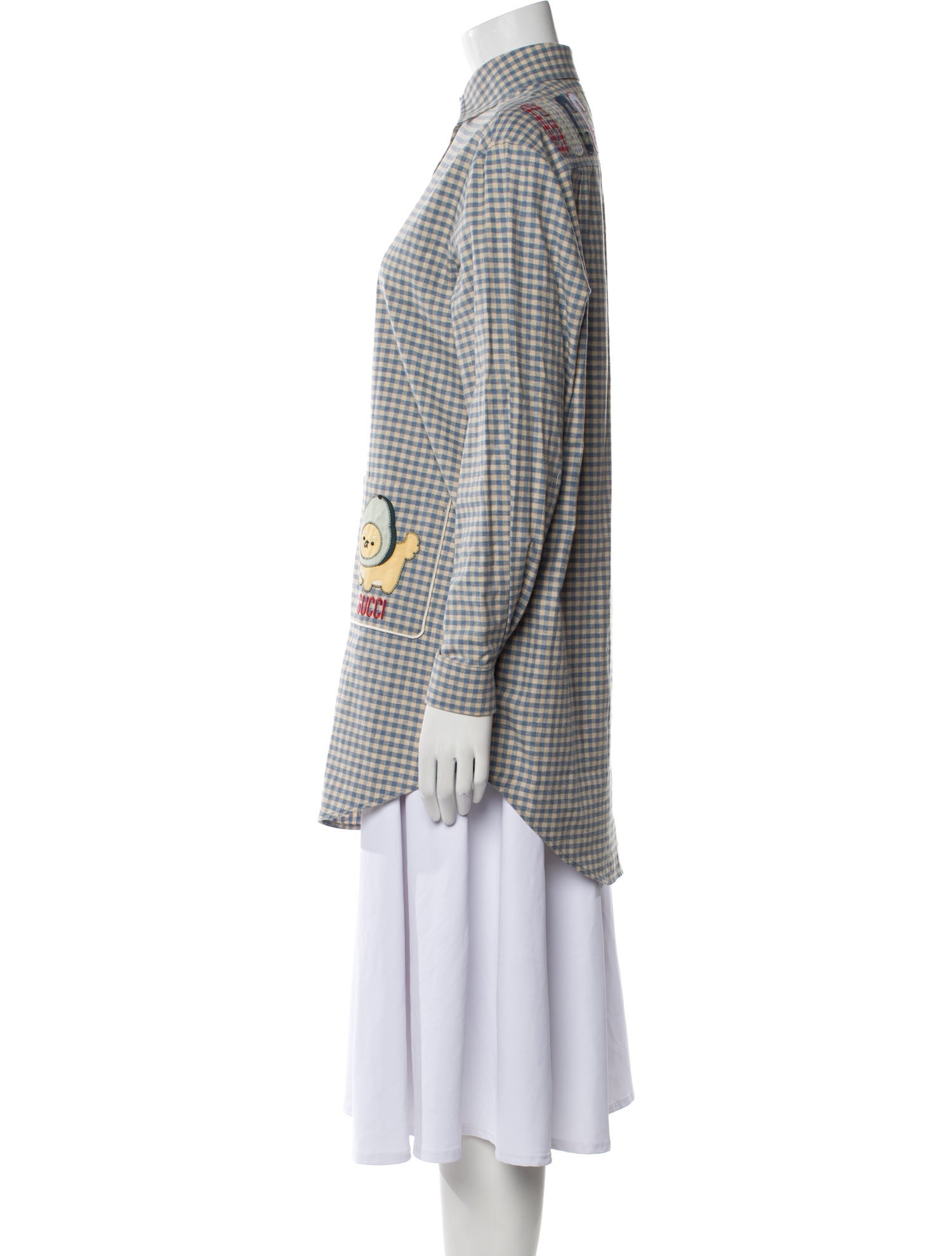 Gucci Plaid Print Long Sleeve Button-Up Top