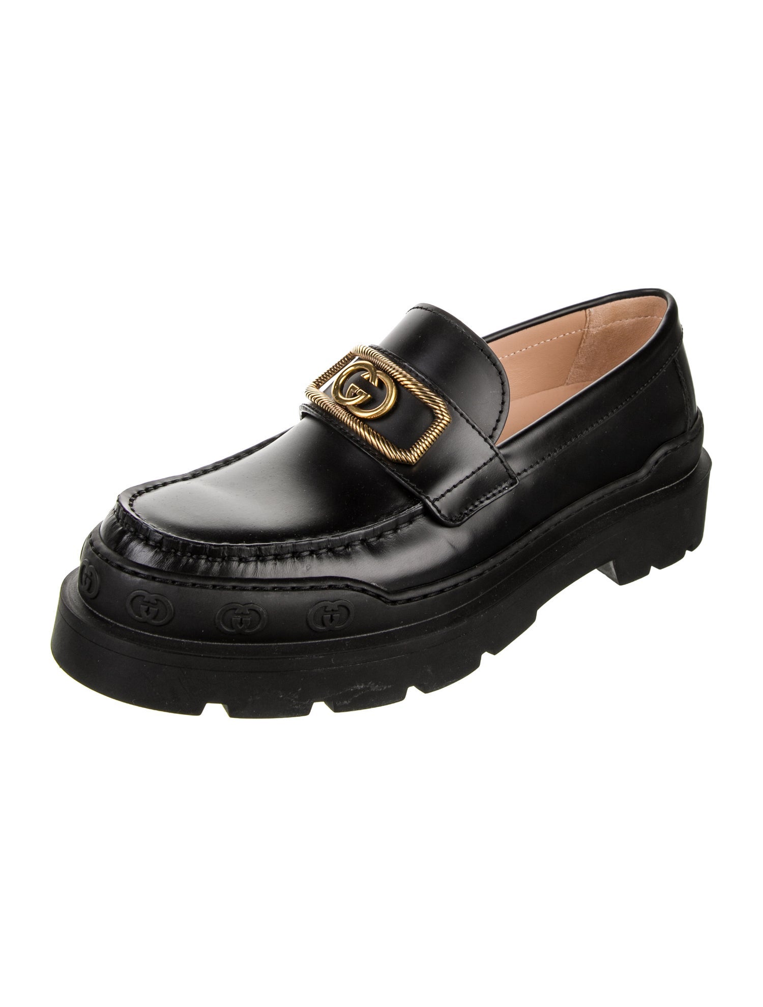Gucci Interlocking G Logo Leather Loafers