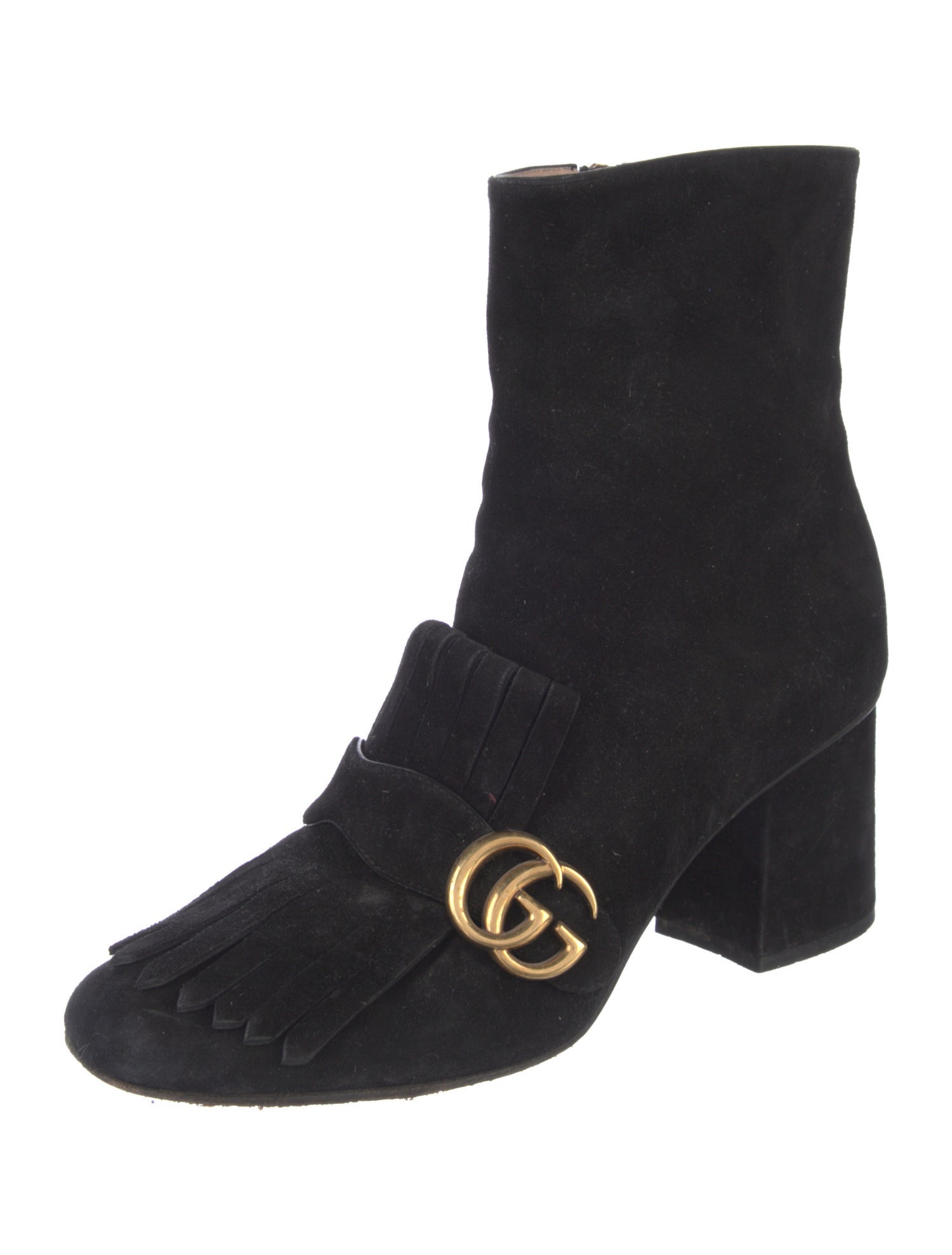 Gucci Suede Fringe Trim Accent Boots