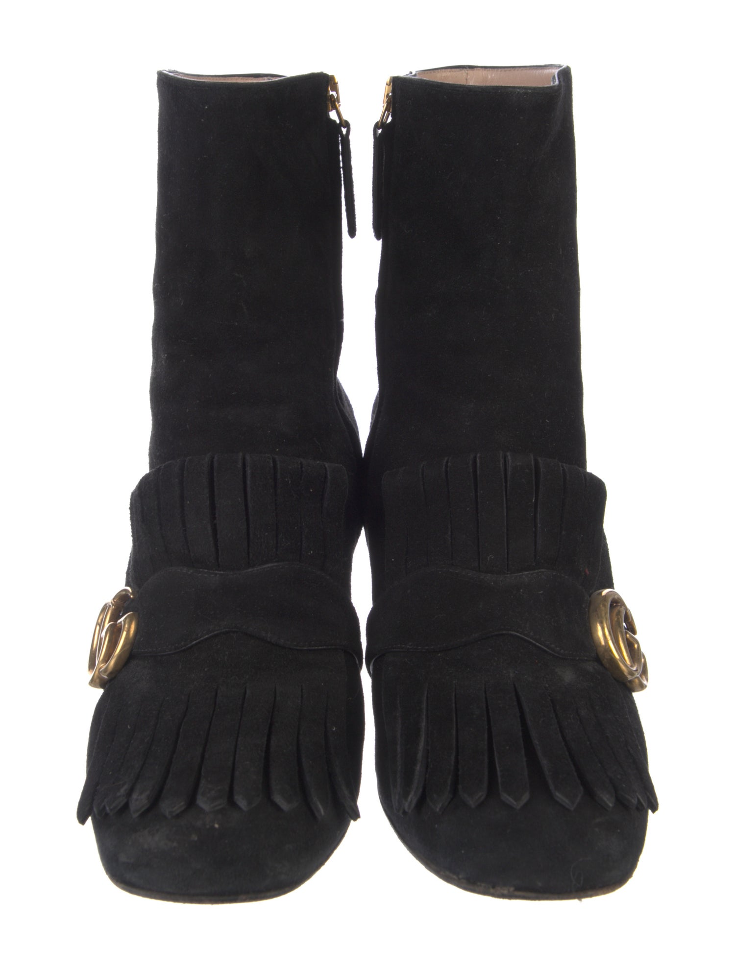 Gucci Suede Fringe Trim Accent Boots
