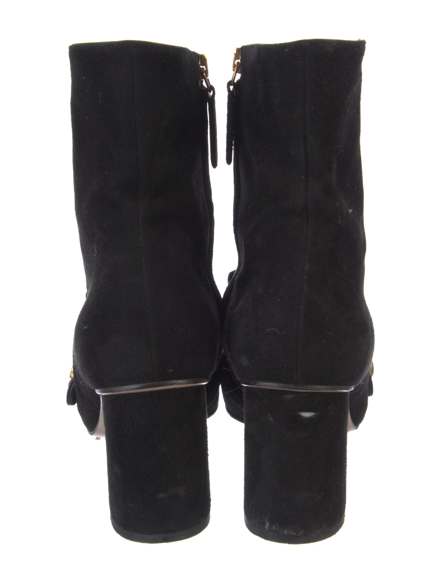 Gucci Suede Fringe Trim Accent Boots
