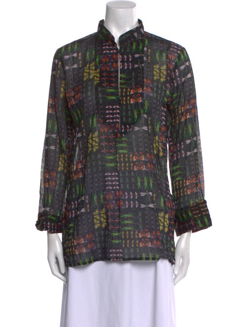 Gucci Printed Mock Neck Blouse
