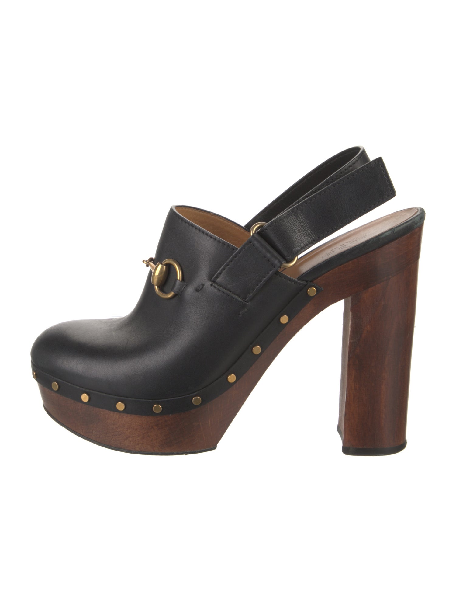 Gucci Horsebit Accent Leather Slingback Pumps