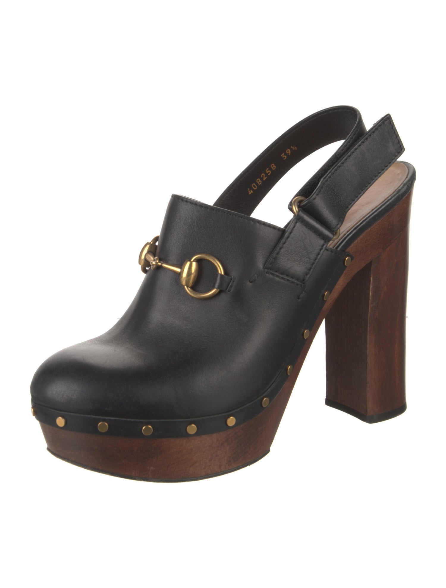 Gucci Horsebit Accent Leather Slingback Pumps